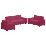 Vidaxl ensemble de canap�s 3 pcs avec coussins rouge bordeaux velours