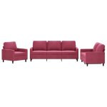 Vidaxl ensemble de canap�s 3 pcs avec coussins rouge bordeaux velours