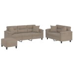 Vidaxl ensemble de canap�s 3 pcs avec coussins taupe tissu microfibre