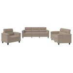 Vidaxl ensemble de canap�s 3 pcs avec coussins taupe tissu microfibre