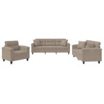 Vidaxl ensemble de canap�s 3 pcs avec coussins taupe tissu microfibre