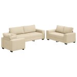 Vidaxl ensemble de canap� 3 pcs avec coussins en tissu cr�me