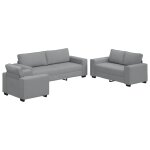 Vidaxl ensemble de canap� 3 pcs avec coussins en tissu gris clair