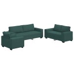 Vidaxl ensemble de canap� 3 pcs avec coussins en tissu vert fonc�