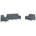 Vidaxl ensemble de canap�s 3 pcs avec coussins et traversins velours