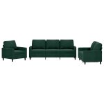 Vidaxl ensemble de canap�s 3 pcs avec coussins vert fonc� velours