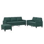 Vidaxl ensemble de canapés 3 pcs avec coussins vert foncé velours Vidaxl ensemble de canapés 3 pcs avec coussins vert foncé velours
