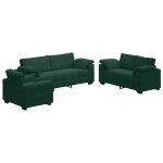 Vidaxl ensemble de canap�s 3 pcs avec coussins vert fonc� velours