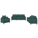 Vidaxl ensemble de canap�s 3 pcs avec coussins vert fonc� velours