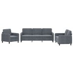 Vidaxl ensemble de canap�s 3 pcs gris fonc� velours