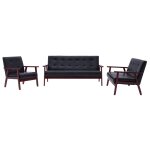 Vidaxl ensemble de canaps 3 pcs noir similicuir