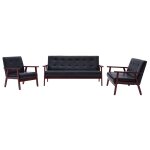 Vidaxl ensemble de canapés 3 pcs noir similicuir Vidaxl ensemble de canapés 3 pcs noir similicuir