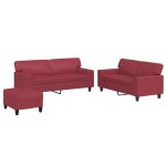 Vidaxl ensemble de canap�s 3 pcs rouge bordeaux similicuir