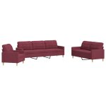 Vidaxl ensemble de canap�s 3 pcs rouge bordeaux tissu