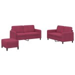 Vidaxl ensemble de canap�s 3 pcs rouge bordeaux velours