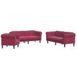 Vidaxl ensemble de canap�s 3 pcs rouge bordeaux velours