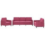 Vidaxl ensemble de canap�s 3 pcs rouge bordeaux velours