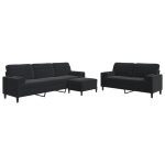 Vidaxl ensemble de canapés 3pcs et coussins et traversins noir velours Vidaxl ensemble de canapés 3pcs et coussins et traversins noir velours