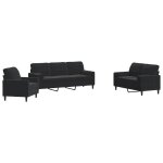 Vidaxl ensemble de canap�s 3pcs et coussins et traversins noir velours