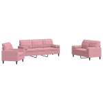Vidaxl ensemble de canap�s 3pcs et coussins et traversins rose velours