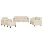Vidaxl ensemble de canaps 4 pcs avec coussins beige tissu microfibre