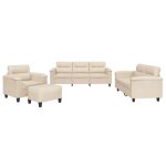 Vidaxl ensemble de canaps 4 pcs avec coussins beige tissu microfibre
