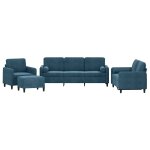 Vidaxl ensemble de canap�s 4 pcs avec coussins bleu velours
