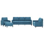 Vidaxl ensemble de canap�s 4 pcs avec coussins bleu velours