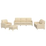 Vidaxl ensemble de canap�s 4 pcs avec coussins cr�me tissu