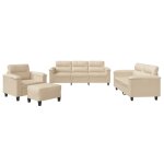 Vidaxl ensemble de canap�s 4 pcs avec coussins cr�me tissu microfibre