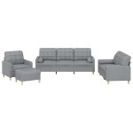 Vidaxl ensemble de canap�s 4 pcs coussins gris clair tissu