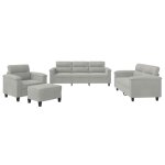 Vidaxl ensemble de canap�s 4 pcs coussins gris clair tissu microfibre