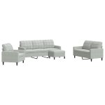 Vidaxl ensemble de canapés 4 pcs avec coussins gris clair velours Vidaxl ensemble de canapés 4 pcs avec coussins gris clair velours