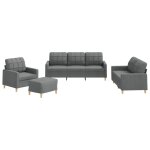Vidaxl ensemble de canap�s 4 pcs avec coussins gris fonc� tissu