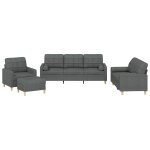 Vidaxl ensemble de canap�s 4 pcs coussins gris fonc� tissu
