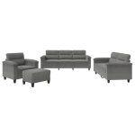 Vidaxl ensemble de canap�s 4 pcs coussins gris fonc� tissu microfibre