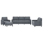 Vidaxl ensemble de canapés 4 pcs avec coussins gris foncé velours Vidaxl ensemble de canapés 4 pcs avec coussins gris foncé velours