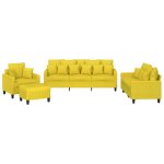 Vidaxl ensemble de canap�s 4 pcs avec coussins jaune clair tissu