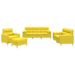 Vidaxl ensemble de canap�s 4 pcs avec coussins jaune clair tissu