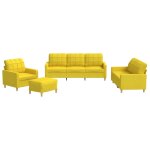 Vidaxl ensemble de canaps 4 pcs avec coussins jaune clair tissu