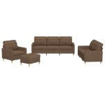 Vidaxl ensemble de canap�s 4 pcs avec coussins marron tissu