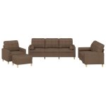 Vidaxl ensemble de canaps 4 pcs avec coussins marron tissu
