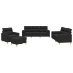 Vidaxl ensemble de canap�s 4 pcs avec coussins noir tissu