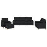 Vidaxl ensemble de canap�s 4 pcs avec coussins noir tissu