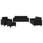 Vidaxl ensemble de canap�s 4 pcs avec coussins noir tissu microfibre