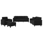 Vidaxl ensemble de canap�s 4 pcs avec coussins noir tissu microfibre