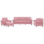 Vidaxl ensemble de canaps 4 pcs avec coussins rose velours