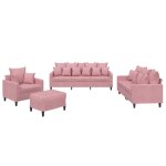 Vidaxl ensemble de canap�s 4 pcs avec coussins rose velours