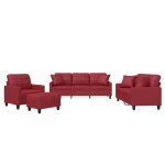 Vidaxl ensemble de canap�s 4 pcs et coussins rouge bordeaux similicuir