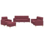 Vidaxl ensemble de canaps 4 pcs avec coussins rouge bordeaux tissu